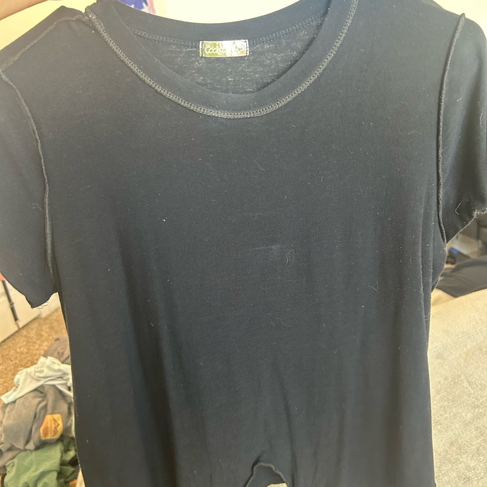 Cuddl Duds Black Short Sleeve Top